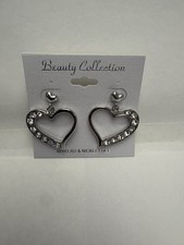 Heart shape silver rhinestone Earrings