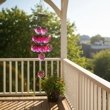 Small Sea Glass Wind Chimes for Outside, Strawberry Windchimes Outdoors Unique,