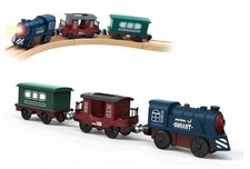 Battery Operated Train for Wooden Track, 3Pcs Motorized Train Toy Retro Train
