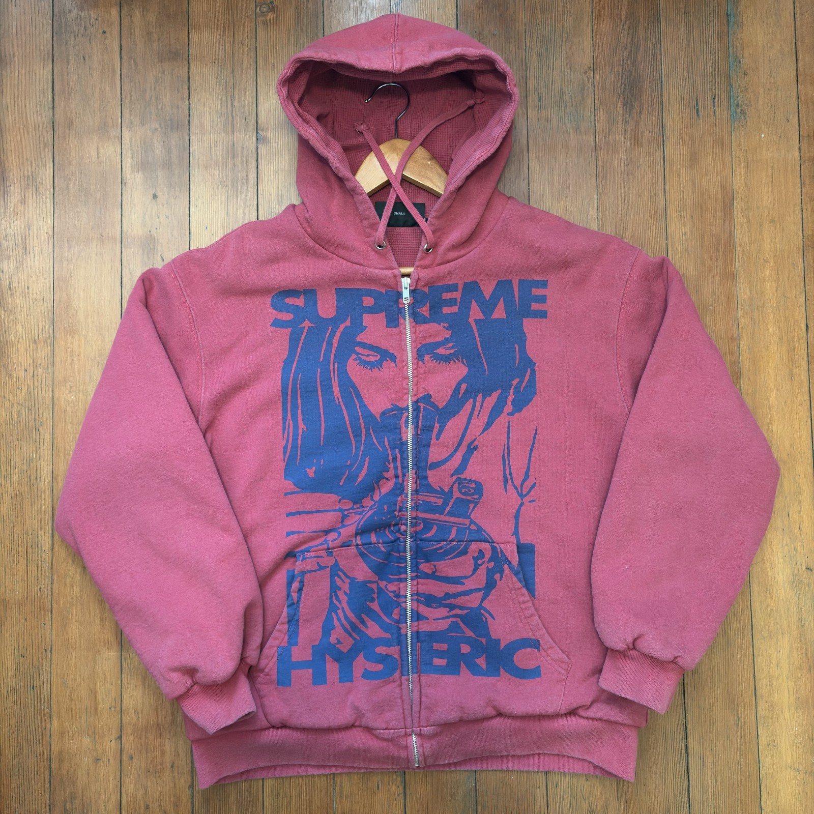 Supreme  x HYSTERIC GLAMOUR Jesus Bong Thermal Lined Zip-up Hoodie Red Rare 2024