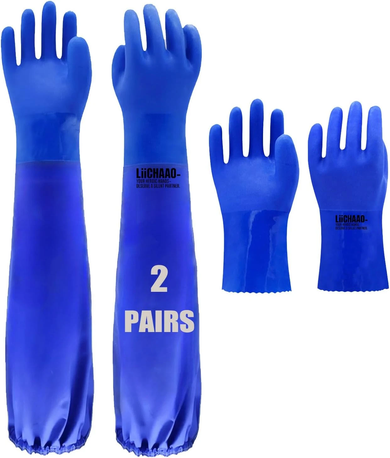 2 Pairs-Long Waterproof Gloves,Cleaning Poison Ivy Gloves,Aquarium Pool,Long Elb
