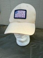 Tommy Bahama Golf Hat Cap Snapback Patch Hat Cap Beige Flag Red White Blue