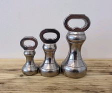 3 Queen Elizabeth Vintage Bell Trade Weights 4lb 2lb 1lb E.R Stamped Kitchenalia