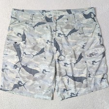 NEW! AFTCO Shorts Men 42x9 Green Cargo Camo Fishing Performance Stretch Pockets