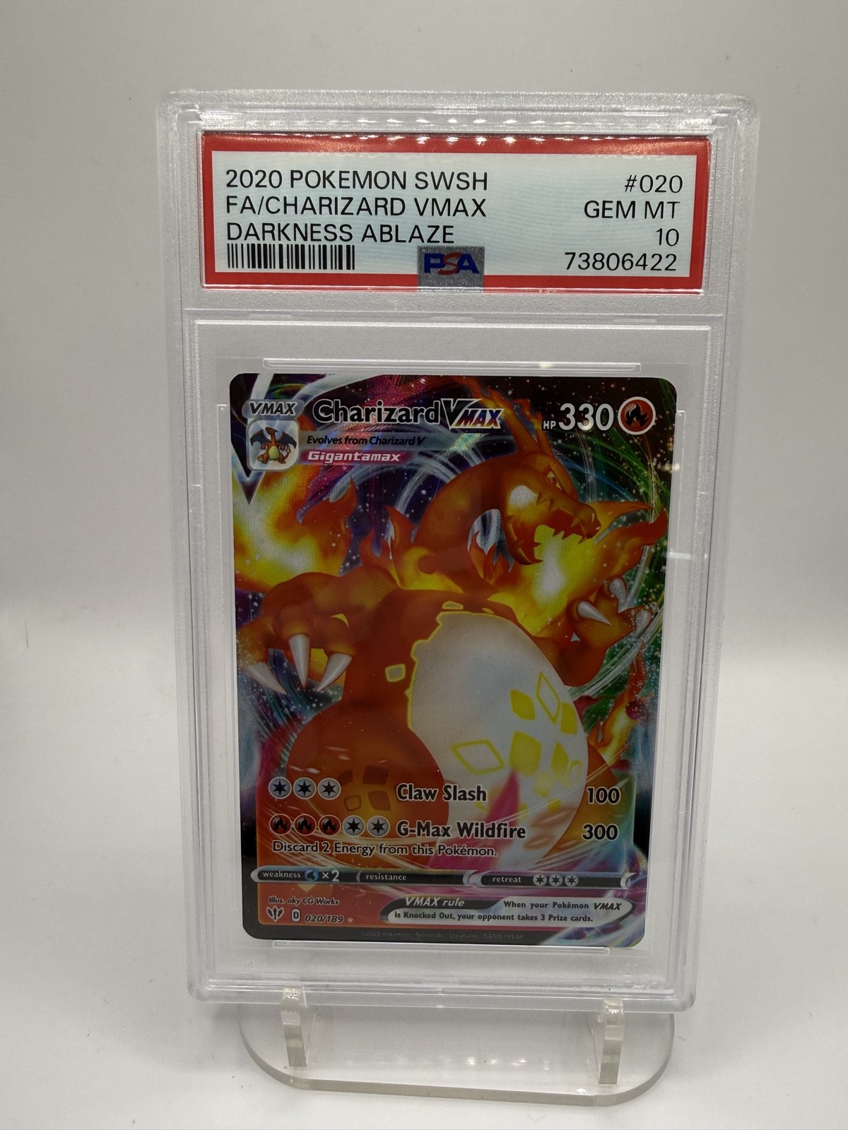 Charizard VMAX 020/189 Swsh03: Darkness Ablaze Holo PSA 10