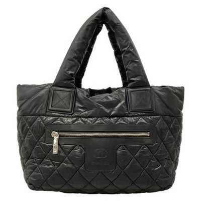 Used CHANEL (CHANEL) Coco Cocoon PM Tote Bag Coco Mark Black Leather from Japan
