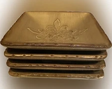 VTG PINZIMONIO DIPPING DISH PLATE OLIVE OIL BREAD CONDIMENT GOLDEN BROWN SET(4)