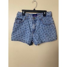 vintage womens high rise jean shorts floral light wash denim 90s size 6