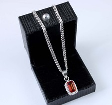 Padparadscha Orange Sapphire 4.60 Ct/11 mm Natural Emerald Cut Gemstone Pendant