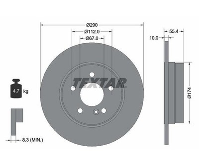 2x TEXTAR Bremsscheibe PR O92072703 Ø 290mm für Mercedes Benz
