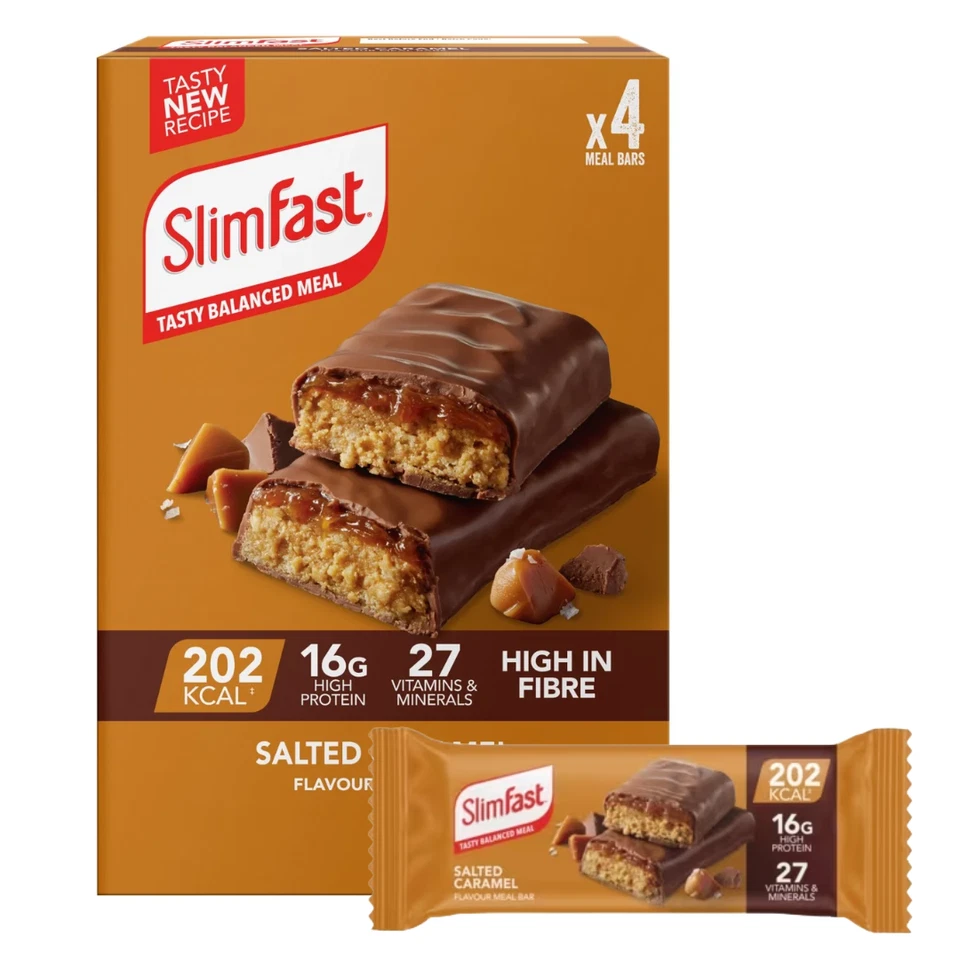 Slimfast Salted Caramel Meal Replacement Bars 4 x 60g, Supports Immunity - Image 3 of 4