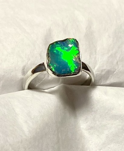 Anello opale etiope grezzo naturale in argento sterling 925 misura 7๐น - Foto 3 di 11
