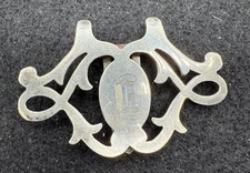 Sterling Arts & Crafts Dress Clip 1920s-1930s Letter E etched