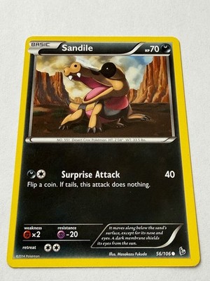 2014 Pokemon Sandile Basic Card 56/106 XY Flashfire Expansion Set Ungraded