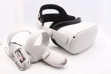 Meta Quest 2 VR Headset & Controllers – KW49CM – Working – Missing Batt Covers