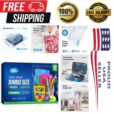 12 Large Clear Storage Bags with Zipper Top - 16" x 18", Reusable  Waterproof