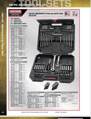 #ad #ad Rare Sears Craftsman Industrial USA Nos 154pc Mechanics Tool Set Socket 32780 $1099.00