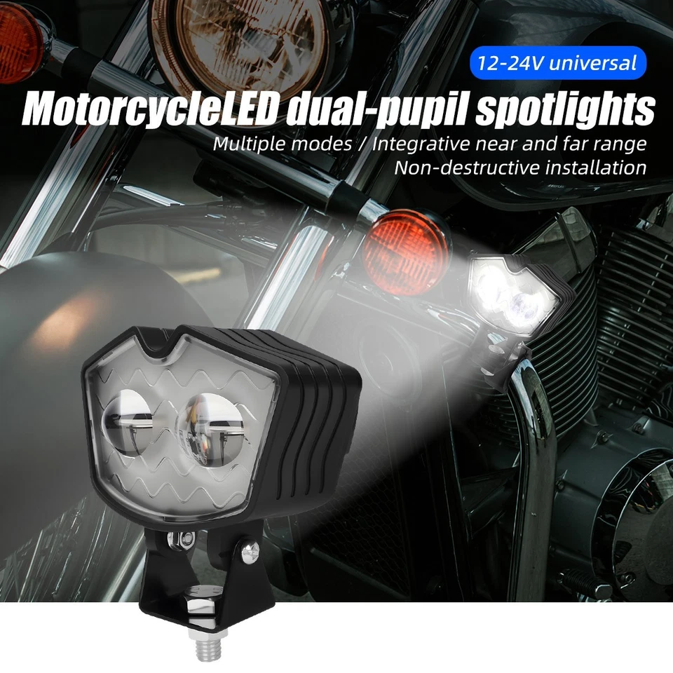 Motorcycle LED Auxiliary Headlight Spotlights Compatible with Scooter Fog Lamp - Image 2 of 4