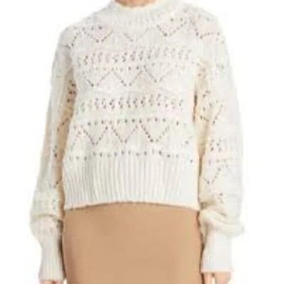 RD Style Beige Knit Pointelle Mockneck Sweater Size Small