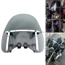 Universal 17 x 16" Smoke Motorcycle Windshield For Harley Yamaha Kawasaki Honda