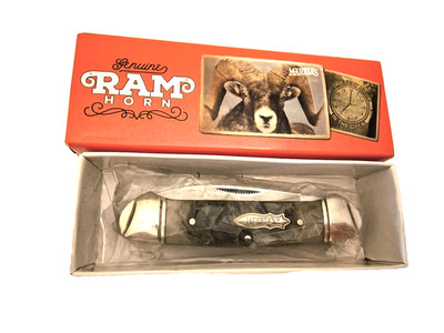 Marbles Genuine Ram Horn Canoe Pocketknife MR360 3-3/4'' closed