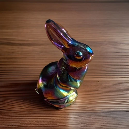 Fenton Vintage Rabbit - Carnival Art Glass Iridescent  Rabbit Figurine