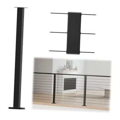  Black Cable Railing Post 36 Inch 36''x2''x2'' Level Drilled Surface Level post