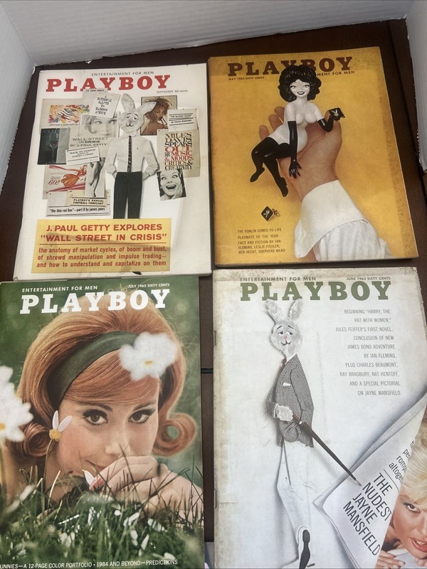 Vintage Playboy Magazine  1962 1963 4 Issues Centerfolds Intact JAYNE MANSFIELD