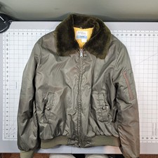 Vintage 70s Flight Jacket Mens Large Usaf Military Aviator Green Issued Nylon