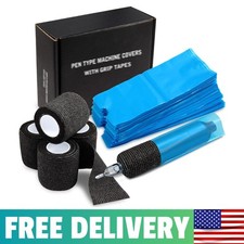Pen Machine Covers and Grip Tapes 200Pcs Tattoo Machine Covers with 4Pcs Grip