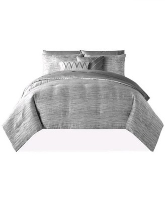 Sunham Gray Polyester Broken Stripe 9-Pc. Queen Comforter Set - Vacuum Sealed