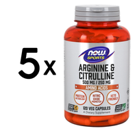 5 X Now Foods Arginine & Citrulline, 500/250 - 120 Vcaps (149,92 Eur/Kg)