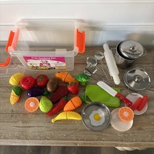 Children's Cooking Utensils Set 32 Stainless Pots Pans Lids Utensils Play Food