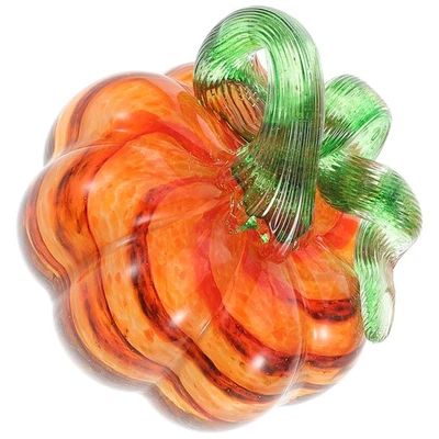 Fall Pumpkin Decor Decoration Glass Vegetable Figurine Decorative Pumpkins - Image 1 of 4