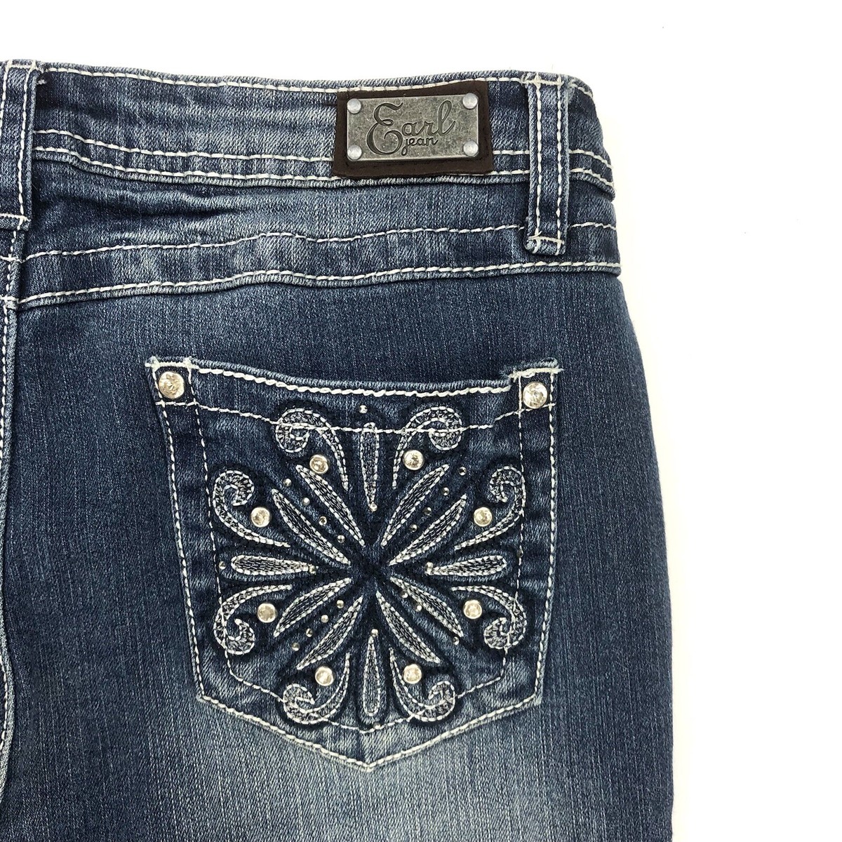 Earl Jean Straight Leg Womens Sz 8 Stretch Mid Rise Blue
