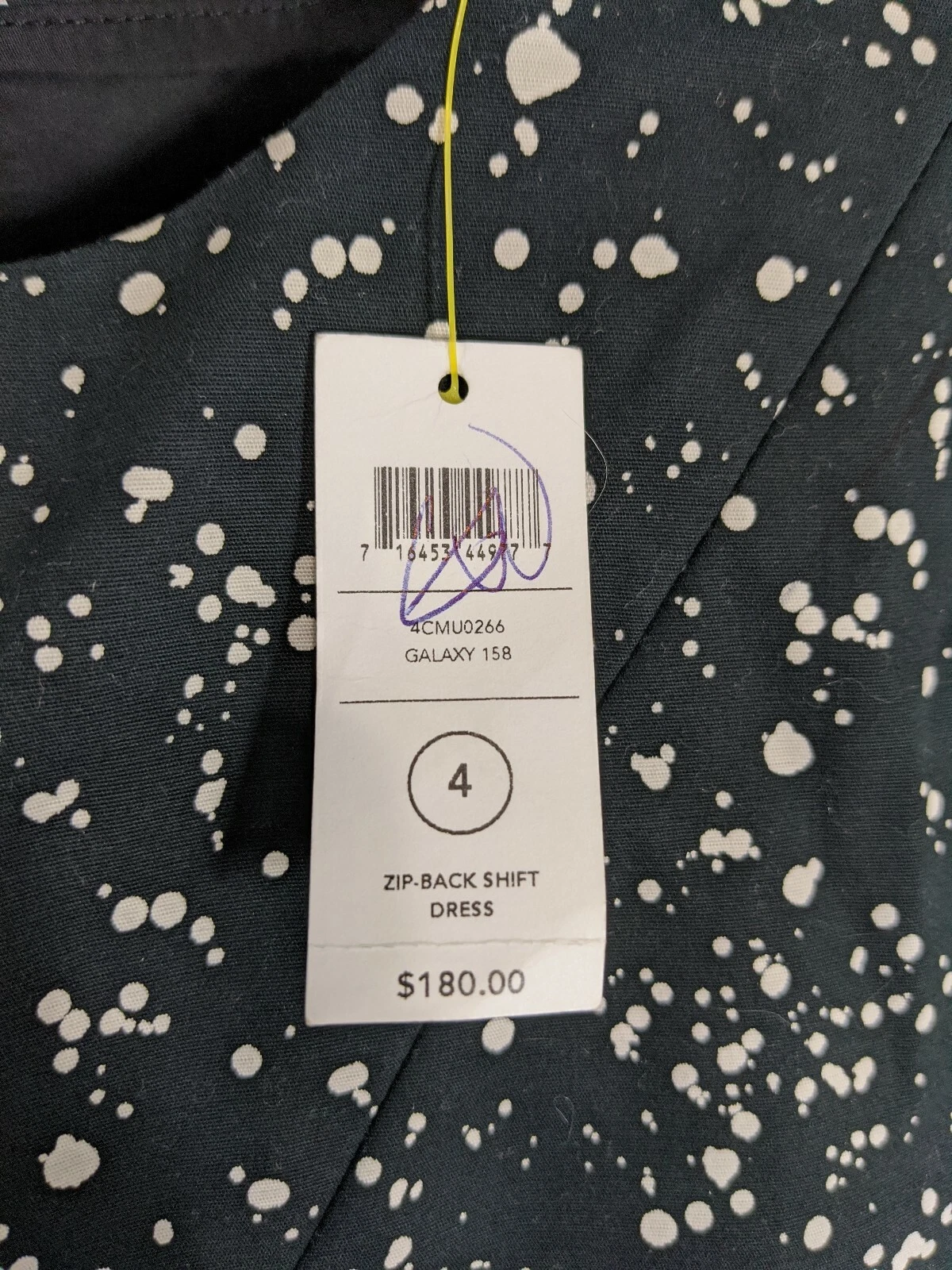 Abito donna Kate Spade Saturday Galaxy stampa cambio nuovo con etichette taglia 4 nero