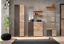 Armadio Corridoio Scarpiera Pannello da Parete Pedro VII Con Lamelle Panca