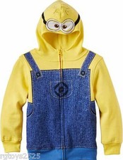 Despicable Me Minion Dave Child size 5-6 7 Sweatshirt Jacket Hoodie New Two Eye