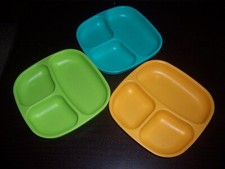 Lot of 3 replay plates Baby Toddler Plates box red