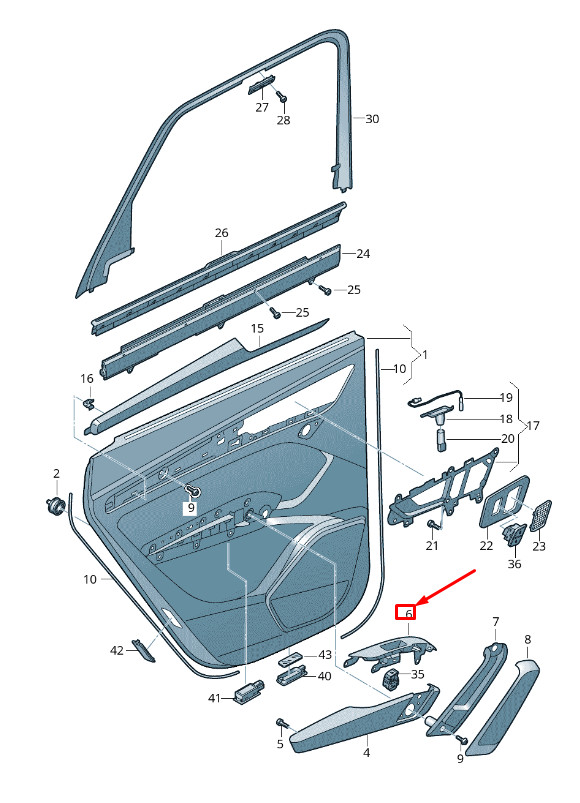 Enjoliveur de commutateur de vitre arrière gauche pour Audi Q5 FY 80A959515Ds2