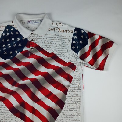American Flag Polo Shirt 4th of July Declaration of