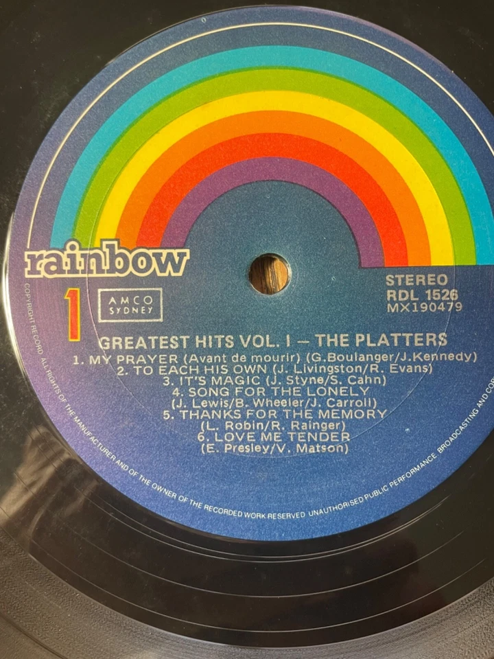 The Platters Greatest Hits Vol 1 Australia press LP Rainbow Records 1979 VG - Image 2 of 4