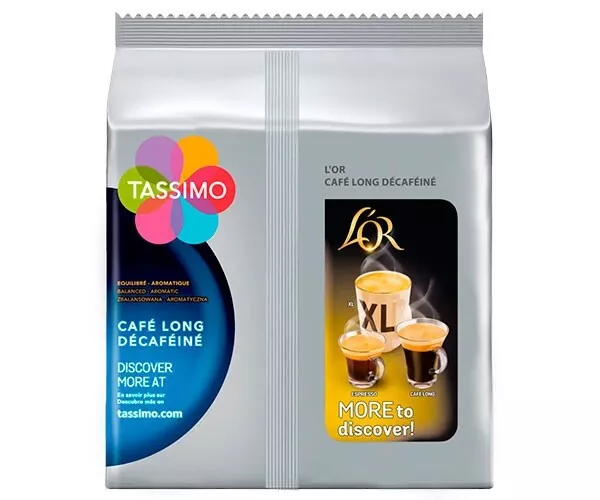 JACOBS L'OR Cafe Long Decafeine Tassimo Compatible Coffee Capsules Box 16  Drinks