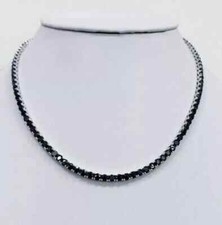 Lab-Created 18 Ct Round Black Diamond 18" Tennis Necklace 14K White Gold Plated
