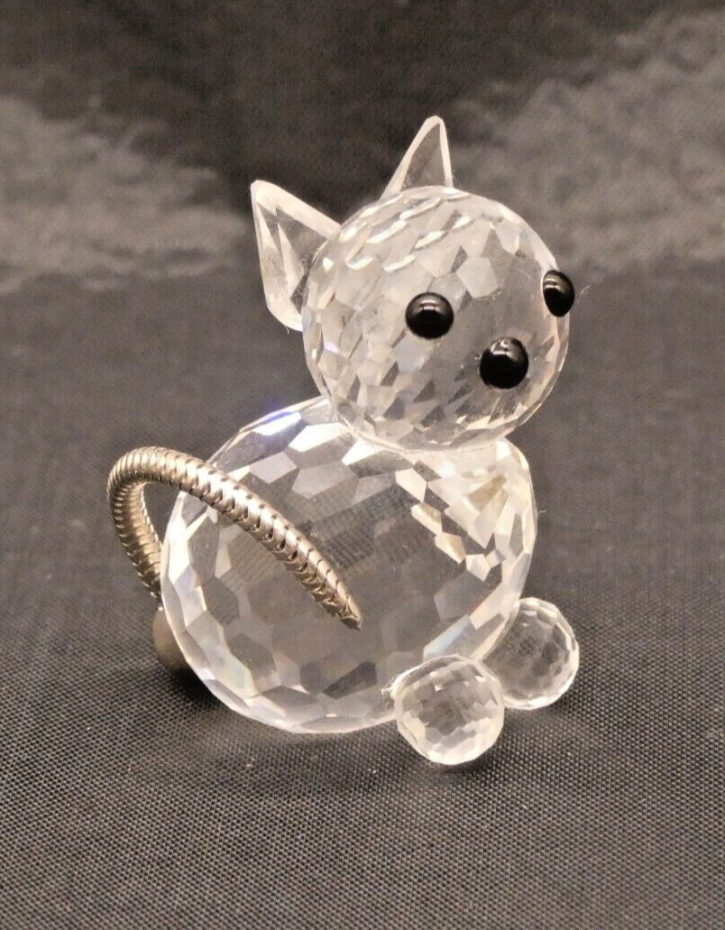 Swarovski Crystal Retired Miniature Cat Figurine with Metal