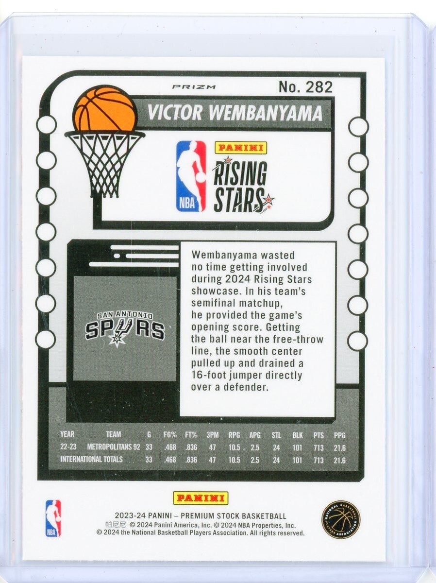 その他 23-24 PANINI NBA HOOPS Wembanyama RC SSP Victor Wembanyama 2023-24 Panini Premium Stock NBA Hoops