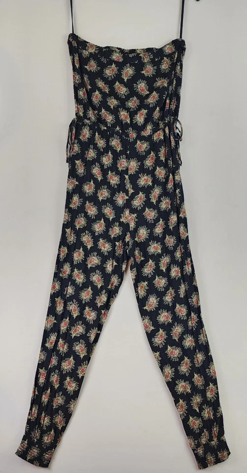 Ralph Lauren Denim & Supply Jumpsuit Womens Small Black Floral Casual Strapless - Image 2 of 4