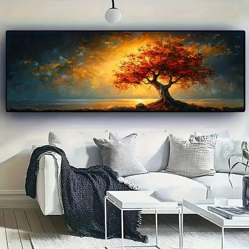 Póster pintura lienzo paisaje abstracto árbol de la vida sala decoración del hogar Foto 2 de 3