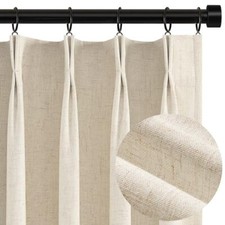 120 Inch Long Extra Long Pinch Pleat Linen 40"W x 120"L Pack of 2 Cream