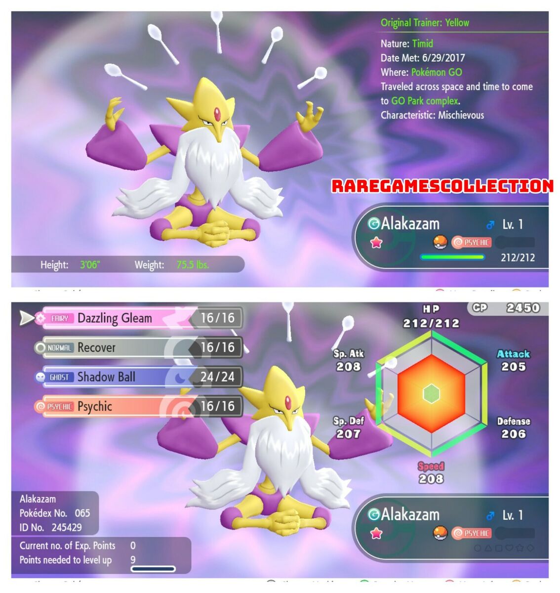 Pokemon Let's Go Pikachu Eevee ✨ SHINY ✨6 IV 1 LEVEL MEGA Alakazam FAST  TRADE